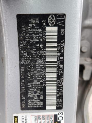 2T1KR32E15C471838 - 2005 TOYOTA COROLLA MA XR SILVER photo 13