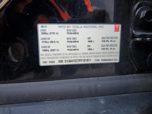 5YJSA1E27FF101911 - 2015 TESLA MODEL S BLACK photo 13
