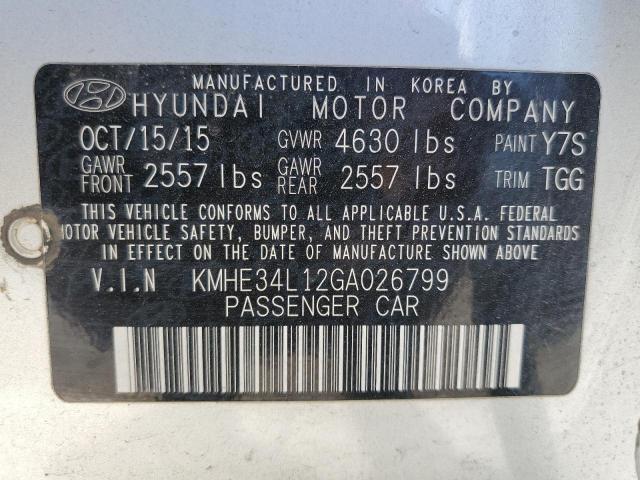 KMHE34L12GA026799 - 2016 HYUNDAI SONATA HYBRID SILVER photo 13