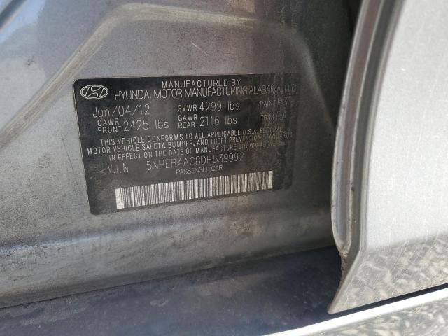 5NPEB4AC8DH539992 - 2013 HYUNDAI SONATA GLS GRAY photo 12