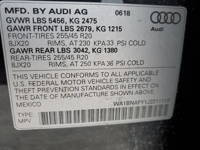 WA1BNAFY1J2211110 - 2018 AUDI Q5 PREMIUM PLUS CHARCOAL photo 13