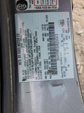 3FAHP08157R235313 - 2007 FORD FUSION SEL GRAY photo 12