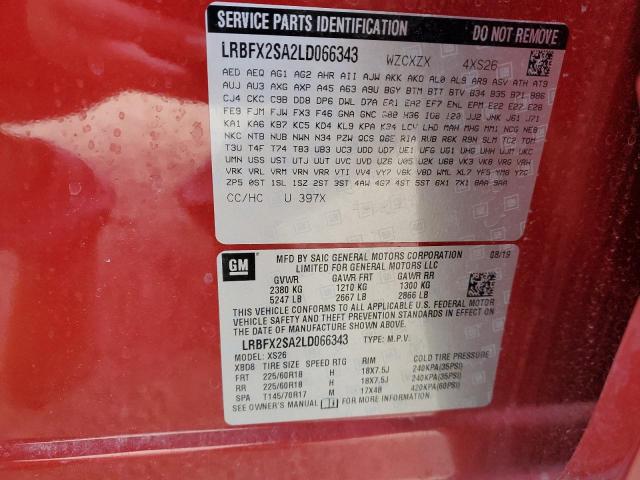 LRBFX2SA2LD066343 - 2020 BUICK ENVISION ESSENCE RED photo 12