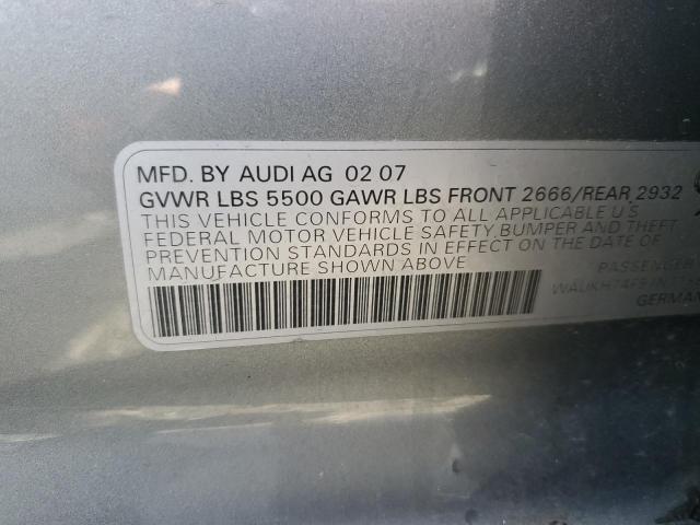 WAUKH74F57N118855 - 2007 AUDI A6 AVANT QUATTRO SILVER photo 13