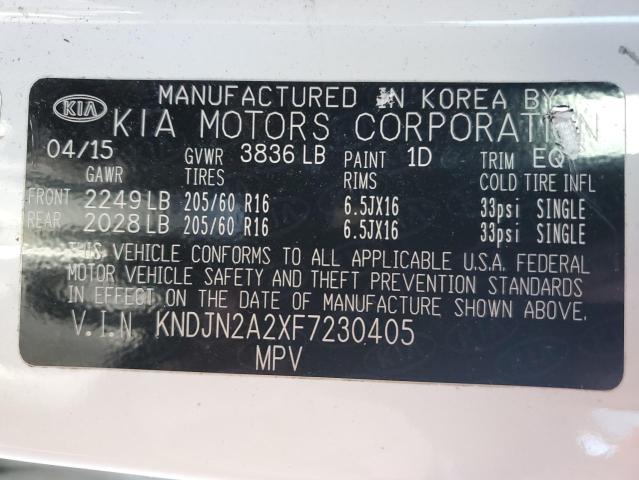 KNDJN2A2XF7230405 - 2015 KIA SOUL WHITE photo 12