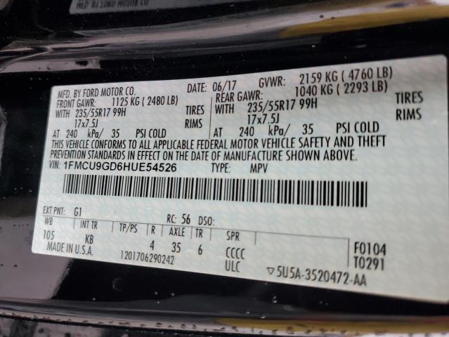 1FMCU9GD6HUE54526 - 2017 FORD ESCAPE SE BLACK photo 14