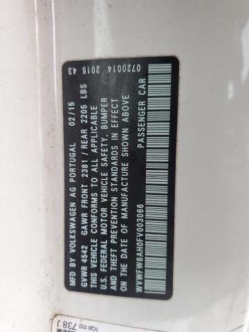 WVWFW8AH0FV003066 - 2015 VOLKSWAGEN EOS LUX თეთრი ფოტო 12