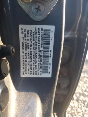 19XFB2F90DE221875 - 2013 HONDA CIVIC EXL ნაცრისფერი ფოტო 12