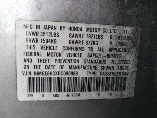 JHMGE8H3XDC080889 - 2013 HONDA FIT GRAY photo 13