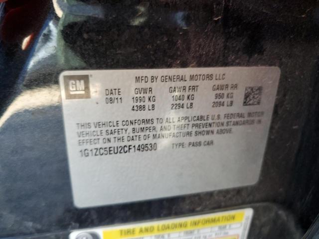 1G1ZC5EU2CF149530 - 2012 CHEVROLET MALIBU 1LT CHARCOAL photo 12