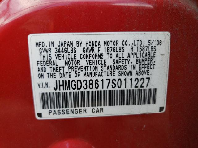 JHMGD38617S011227 - 2007 HONDA FIT S RED photo 12