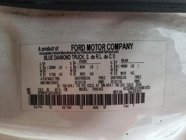 3FRNF6FC6CV436147 - 2012 FORD F650 SUPER DUTY WHITE photo 14