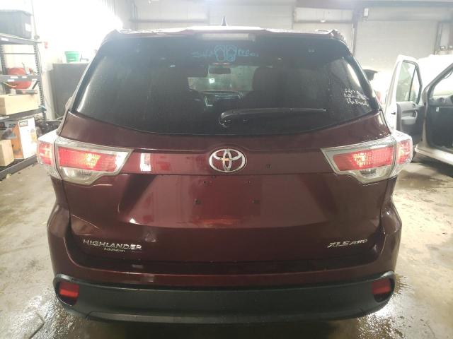 5TDJKRFH8FS221237 - 2015 TOYOTA HIGHLANDER XLE BURGUNDY photo 6