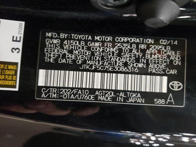 JTKJF5C75E3086316 - 2014 TOYOTA SCION TC BLACK photo 12