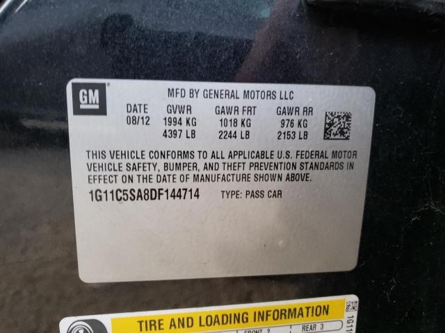 1G11C5SA8DF144714 - 2013 CHEVROLET MALIBU 1LT BLACK photo 12