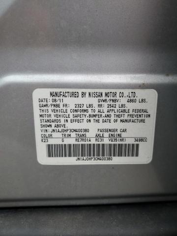 JN1AJ0HP3CM400380 - 2012 INFINITI EX35 BASE ვერცხლისფერი ფოტო 12