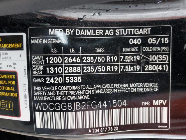 WDCGG8JB2FG441504 - 2015 MERCEDES-BENZ GLK 350 4MATIC BLACK photo 14