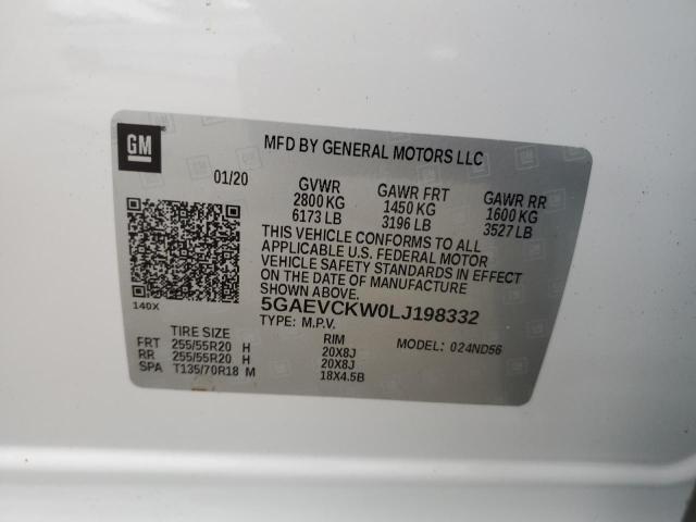 5GAEVCKW0LJ198332 - 2020 BUICK ENCLAVE AVENIR WHITE photo 13