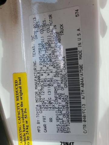 5TFTU4GN6DX040252 - 2013 TOYOTA TACOMA PRERUNNER ACCESS CAB WHITE photo 12