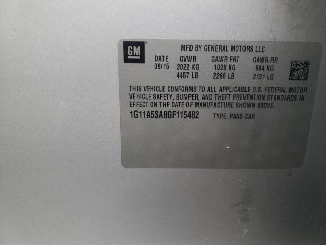 1G11A5SA8GF115482 - 2016 CHEVROLET MALIBU LIM LS 银色 照片 12