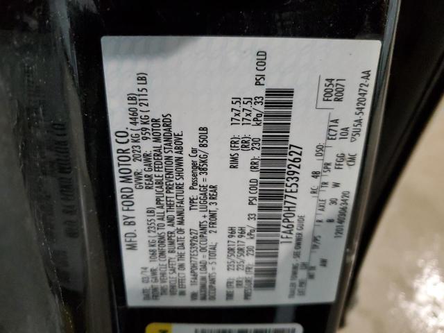 1FA6P0H77E5392627 - 2014 FORD FUSION SE BLACK photo 12