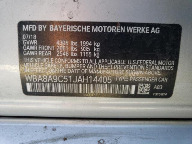 WBA8A9C51JAH14405 - 2018 BMW 320 I SILVER photo 12