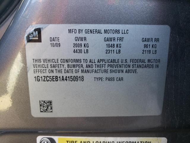 1G1ZC5EB1A4150918 - 2010 CHEVROLET MALIBU 1LT GRAY photo 13