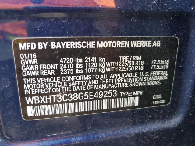 WBXHT3C38G5E49253 - 2016 BMW X1 XDRIVE28I BLUE photo 14