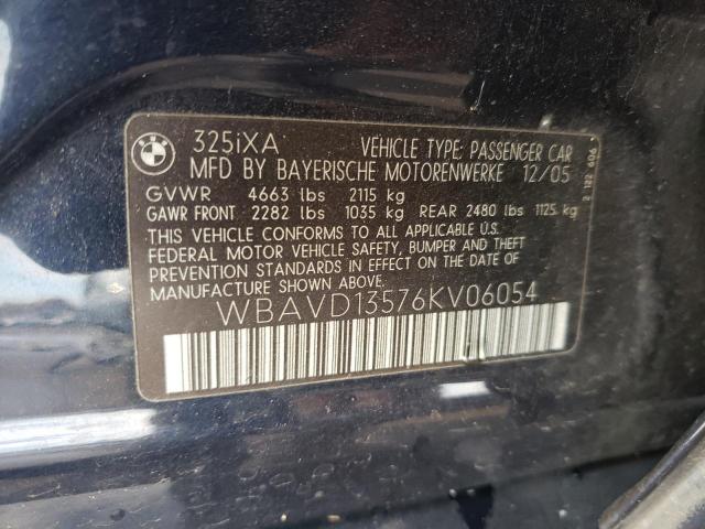 WBAVD13576KV06054 - 2006 BMW 325 XI BLUE photo 12