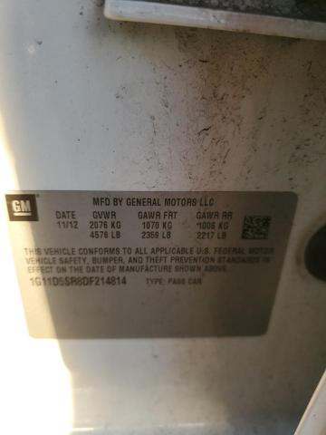 1G11D5SR8DF214814 - 2013 CHEVROLET MALIBU 1LT 白色 照片 12