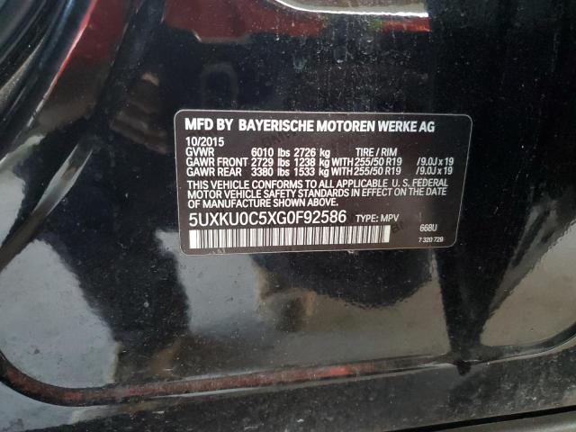 5UXKU0C5XG0F92586 - 2016 BMW X6 SDRIVE35I BLACK photo 14