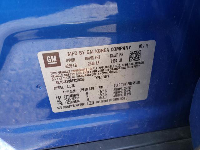 KL4CJBSB0FB270356 - 2015 BUICK ENCORE CONVENIENCE 蓝色 照片 12