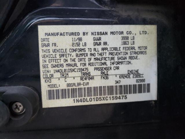 1N4DL01D5XC159475 - 1999 NISSAN ALTIMA XE BLACK photo 12