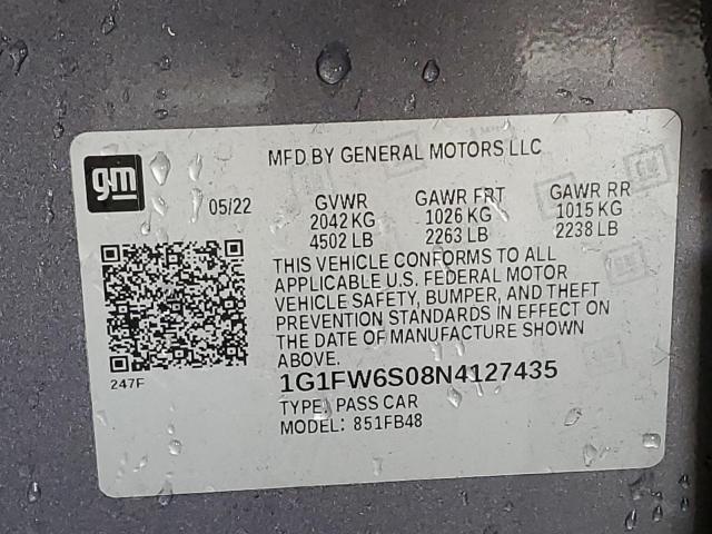 1G1FW6S08N4127435 - 2022 CHEVROLET BOLT EV 1LT GRAY photo 12