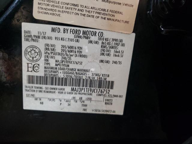 MAJ3P1TE9JC176752 - 2018 FORD ECOSPORT SE BLACK photo 12