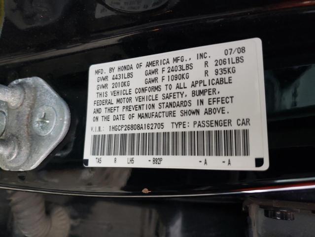 1HGCP26808A162705 - 2008 HONDA ACCORD EXL BLACK photo 12