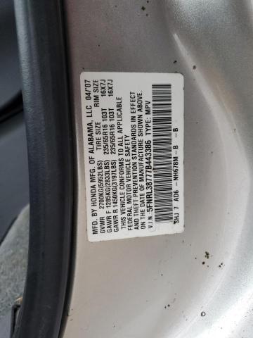 5FNRL38777B443386 - 2007 HONDA ODYSSEY EXL SILVER photo 13