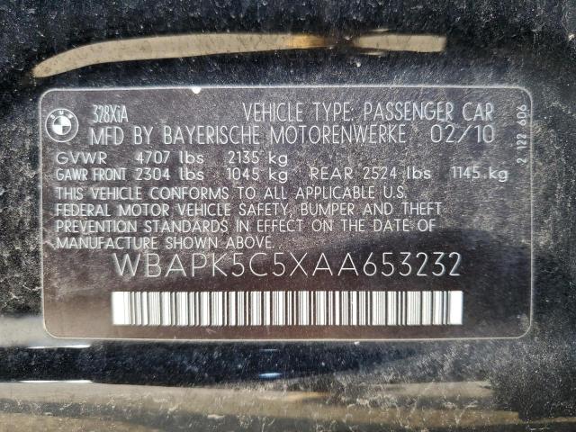 WBAPK5C5XAA653232 - 2010 BMW 328 XI SULEV BLACK photo 13