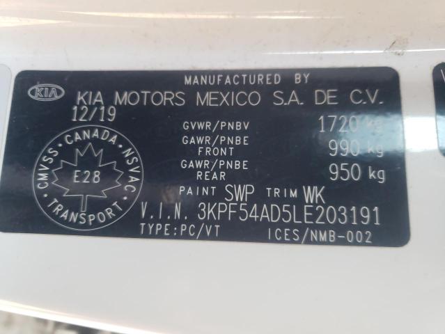 3KPF54AD5LE203191 - 2020 KIA FORTE EX WHITE photo 13