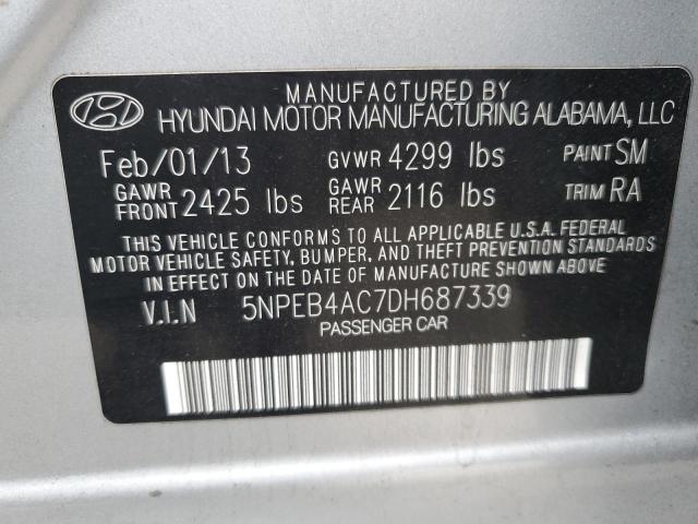 5NPEB4AC7DH687339 - 2013 HYUNDAI SONATA GLS SILVER photo 12