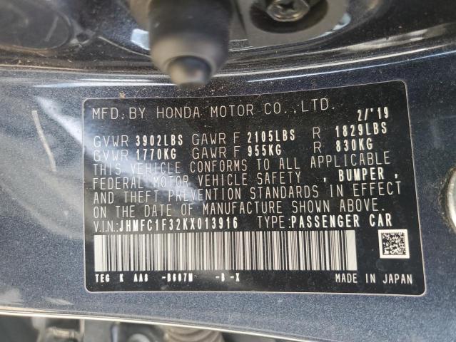 JHMFC1F32KX013916 - 2019 HONDA CIVIC EX CHARCOAL photo 12