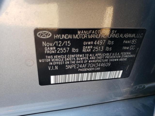 5NPE24AF7GH344609 - 2016 HYUNDAI SONATA SE GRAY photo 12