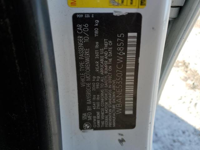 WBANE53507CW68575 - 2007 BMW 525I I WHITE photo 12