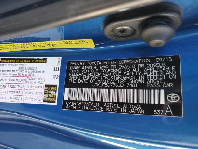 JTKJF5C77GJ017481 - 2016 TOYOTA SCION TC 蓝色 照片 12