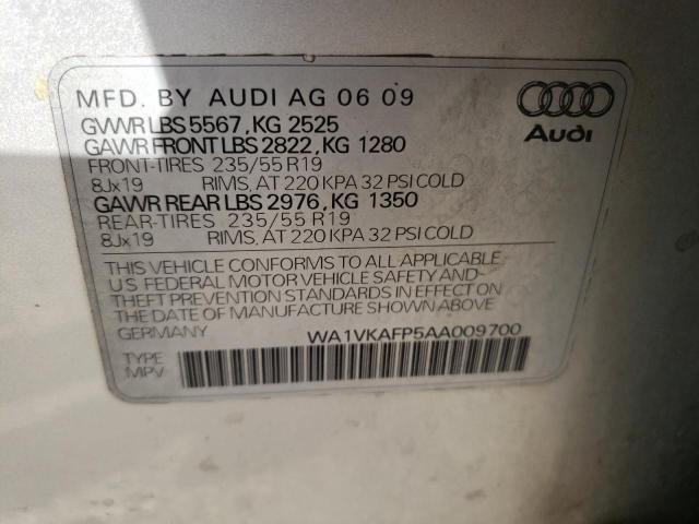 WA1VKAFP5AA009700 - 2010 AUDI Q5 PRESTIGE SILVER photo 13