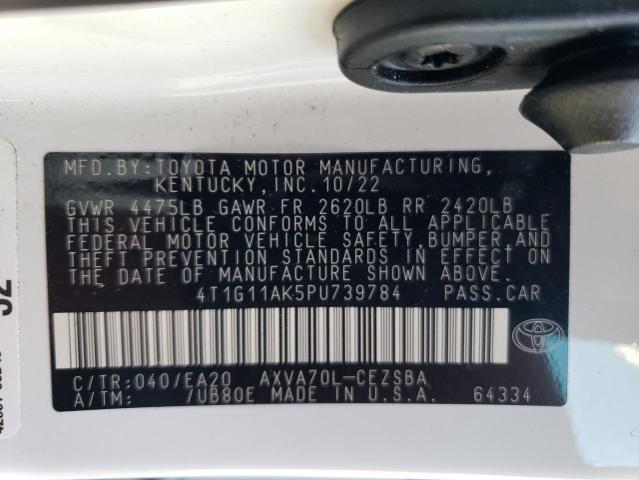 4T1G11AK5PU739784 - 2023 TOYOTA CAMRY SE NIGHT SHADE WHITE photo 12