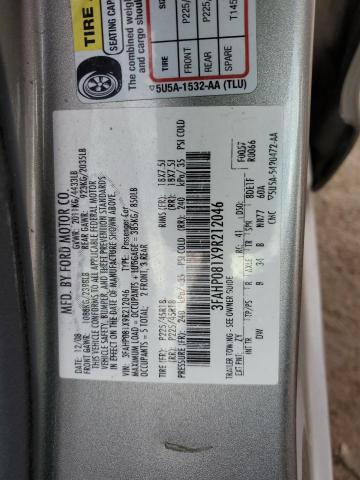 3FAHP081X9R212046 - 2009 FORD FUSION SEL GRAY photo 12