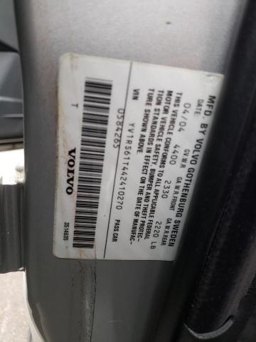 YV1RS61T442410270 - 2004 VOLVO S60 SILVER photo 12