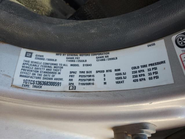 1GTCS136368300591 - 2006 GMC CANYON GRAY photo 12