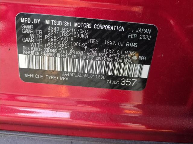 JA4APUAU5NU011806 - 2022 MITSUBISHI OUTLANDER ES RED photo 14